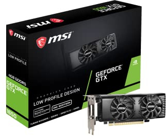 MSI NVIDIA GEFORCE GTX 1650 4GT LP OC Graphics Card '4GB GDDR5, 1695MHz, Low Profile design, HDMI, DVI-D, HTPC, Dual Fan Cooling System'