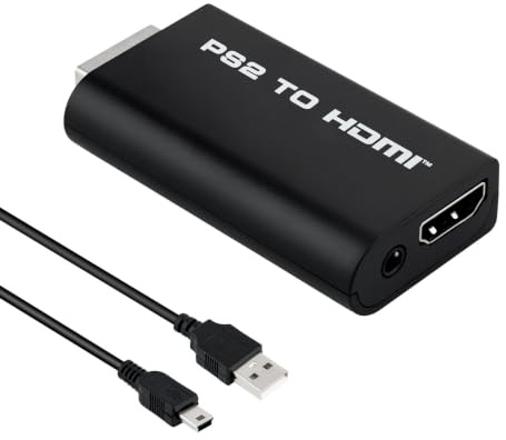 Mcbazel PS2 zu HDMI Konverter, PS2 HDMI Adapter mit 3,5 mm Audioausgang für HDTV-Monitor,Kompatibel mit PS2 10000, 30000, 50000 und 70000,Nicht für PS2 90000/2 Slim/PS1/PS3/PS4