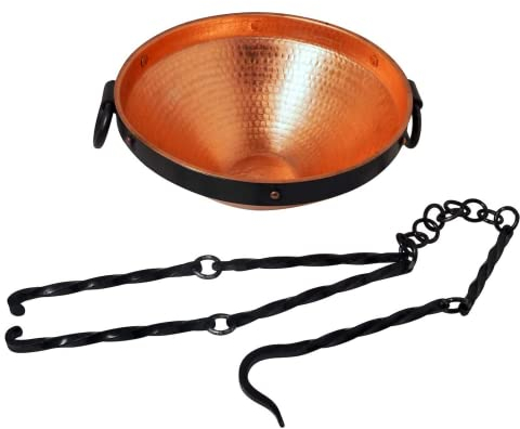 CopperGarden Keltischer Kupferkessel I Kessel aus Kupfer I Topf für Feuerstelle I Kochtopf outdoor I Mit Aufhängung I Kessel für offenes Feuer I Kochen im Feuer I 5L Volumen