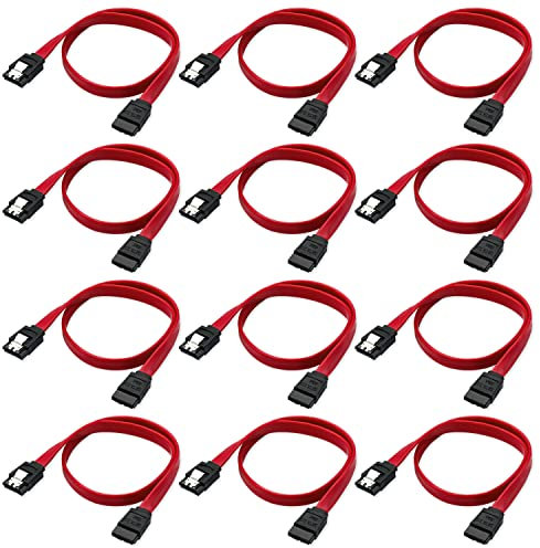 DaFuRui - Cable SATA III (6 Gbps, 16 pulgadas, 12 unidades), color rojo