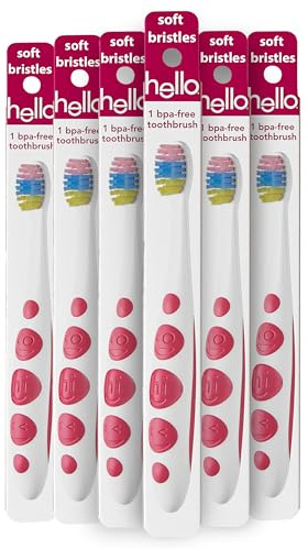 Hello Soft Kids Toothbrushes, Unicorn Toothbrush Pack with Wide Handles, Made for Kids of All Ages, BPA-Free, Super Soft Bristles, Gentle on Gums, Tough on Pesky Plaque, 6 Pack