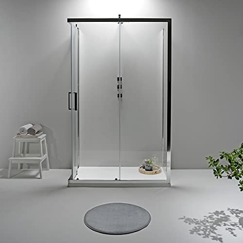Box Doccia 3 Lati - Cabina Doccia con Porta Scorrevole, Cristallo Temperato 6mm, Anticalcare con Profilo Cromato e Chiusura Magnetica (70x100x70, Trasparente)