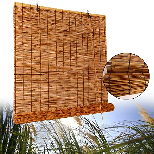 SYTH Bambusrollos Outdoor,Rollo für Draussen,Raffrollo Bambus Rollo Draußen,Sichtschutz Fenster Wintergarten Wetterfest Sonnenschutz Rollo,Rollos Aus Schilfrohr,von Terrasse Veranda Balkon,Mit Heber
