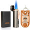 Futlidys Lighter and Cutter Set, Built-in Punch, Triple Jet Flame Gas Lighter, Refillable Windproof Butane Torch Lighters. Grey(Sold Without Gas)