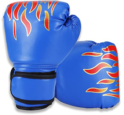 wisoolkic Guantes de boxeo para niños Punzonado Ajustable Portátil Kickboxing Entrenamiento Ejercicio Fitness Mitones Deportes Gimnasio Protector de manos, Azul