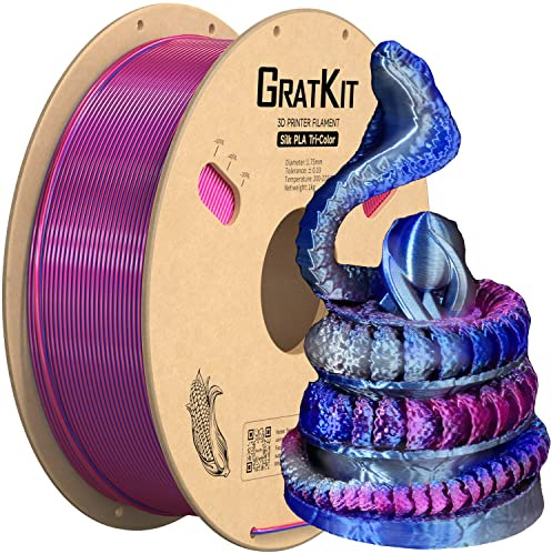 Gratkit Silk Tri-Color PLA Filament,Coextrusion 3D Printer Filament 1.75mm