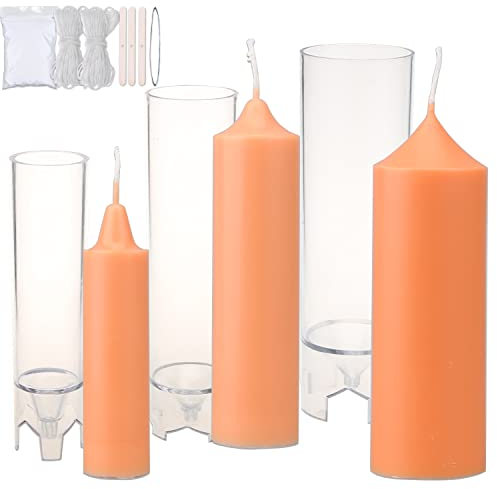 MILIVIXAY 3 moldes para velas de pilar para hacer velas con kit de mechas de vela.