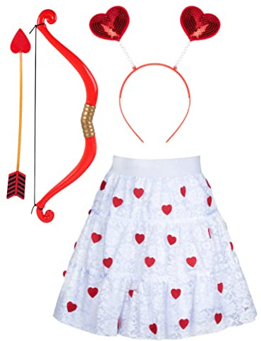 Goldschmidt Amor Kostüm für Damen | Herz Rock Haarreif Pfeil & Bogen | Herzchen Damenkostüm Fasching Karneval