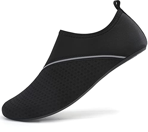 Sixspace Badeschuhe Damen Herren Wasserschuhe Schwimmschuhe Männer Frauen Strandschuhe Barfußschuhe Aquaschuhe(Schwarz 45 EU)