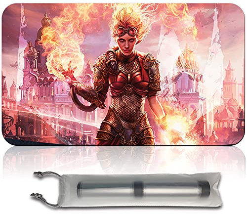 Four leaves Chandra, Torch of Defiance - Tapis de Jeu MTG + Sac étanche Gratuit, Tapis de Table de Jeu MTG Taille 60 x 35 cm, Tapis de Souris MTG Compatible avec MTG TCG CCG RPG