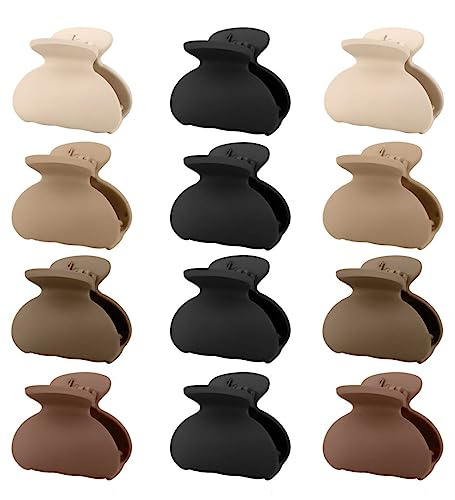 Kavya Haarklammer Klein, Haarspangen Damen Dünnes Haar Haarspange Matt Hair Clips Haarklammern Damen Kinder 12 Stück (Braun)