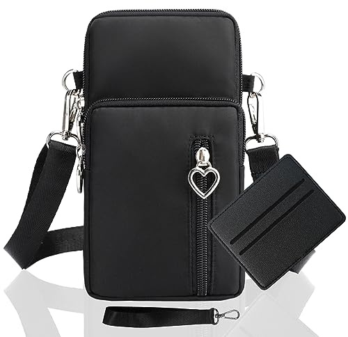 LYJOW Handytasche Zum Umhängen Damen Handy Tasche Umhängetasche Mit Geldbörse Zum Umhängen Mädchen Mit Kopfhörer Eingang Schultertasche Handytaschen Verstellbar Schultergurt Armtasche Sportarmband