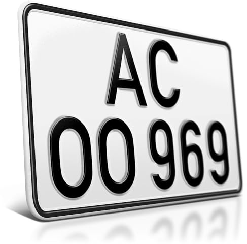 1 Kfz-Kennzeichen | Alte Schrift DIN 1451 | 240 x 130 mm | Ohne EU-Feld | Altes deutsches Nummernschild | Geprägtes Auto-Kennzeichen | Auto-Schild | Traktor, Motorrad, Roller | Retro