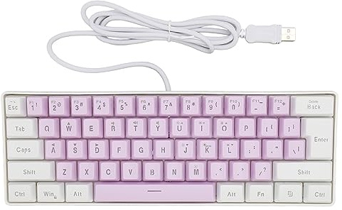 Vikye Kabelgebundene Gaming-Tastatur, USB 61 Tasten Gaming-Tastatur 6 RGB-Hintergrundbeleuchtungsmodi Kabelgebundene Tastatur für Win 11, für Win 10, für Win 8 Desktop-Laptop (Weiß Lila)