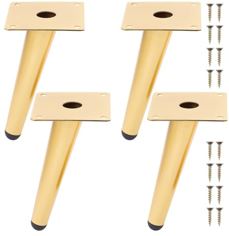 Piedini per Mobili 4Pcs Gambe in Metallo Piedini per Mobili Inclinati a Cono Gambe per Tavoli Piedi per Armadietto per Tavolino da Caffè Divani (15cm Altezza,Oro)