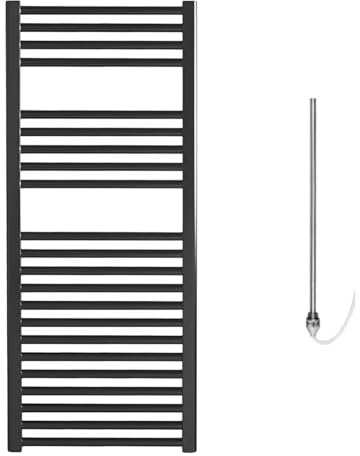 Bray Electric Heated Towel Rail/Warmer/Bathroom Radiator, Prefilled, Black, IP67, 1000 x 500