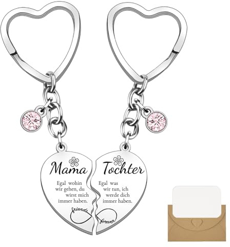 Mezrkuwr 2 Stück Mutter-Tochter-Herz, Schlüsselanhänger-Set, Geschenke für Mama, Muttertag, Geburtstag, Tochter Motivierende Geschenke
