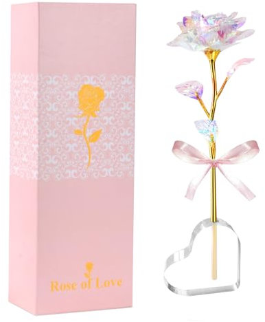 OSDUE Rosas Artificiales, Elegante Flor Eternal Rose Regalo La Bella y La Bestia Rosa, Flores Ramo Artificial para Día de la Madre, Regalo de Cumpleaños, Aniversario, Bodas Hogar Jardín Fiesta (Rosa)