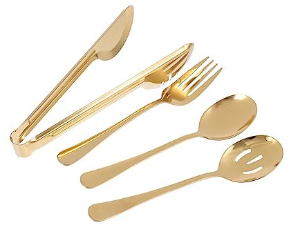 PHENOFICE 4stücke Teiliges Edelstahl Food Clamp Praktische Grill Servierzange Mit Rutschfestem Griff Langem Griffschutz Spülmaschinenfest Vielseitig Für Küche Bbq Buffet Camping Goldfarben