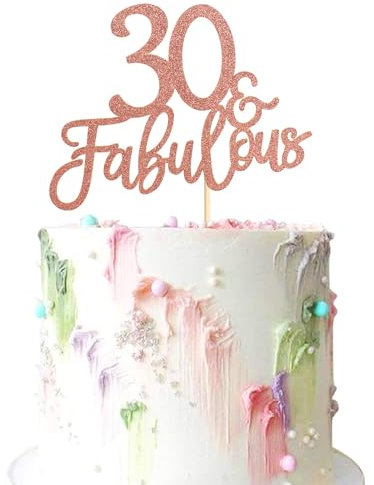 Anemowind 3pcs Rose-gold 30th Fabulous Cake Toppers 30 and Fabulous Cake Toppers for Happy 30th Birthday Cheers to 30 Party Decorations 30 Anniversary Birthday Cake Decorations Supplies