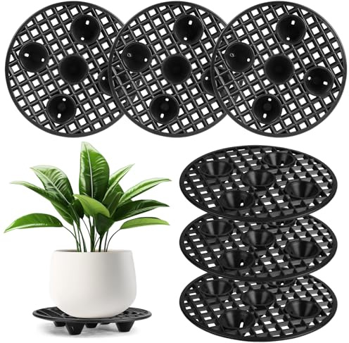 lalago 6 stk. 20cm Topfpflanzenständer Rund, Blumentopf Untersetzer | Pflanzenuntersetzer Drainage Mesh Pad aus Kunststoff, Plant Stands für Innen und Außen, Bonsai Schale Garten Pflanzkübel