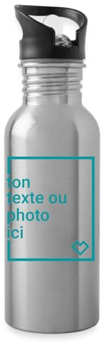 Spreadshirt Gourde Personnalisable Photo Texte Gourde avec paille intégrée