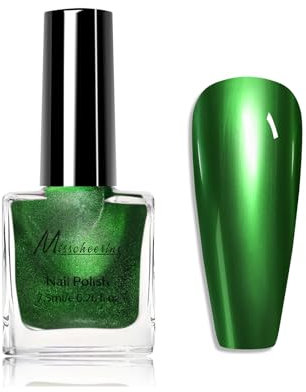 Metallic Green Nail Polish Quick Dry Mirror Effect Metallic Nail Varnish Long Lasting Breathable Water-based Chrome Green Nail Varnish for At Home Manicure