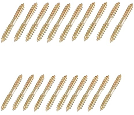 20pcs Double Ended Screw, 5x40mm (10pcs) and 6x40mm (10pcs) Double-Ended Self-Tapping Thread Screws for Wood-to-Wood Connections - Durable and Secure for DIY and Carpentry Projects