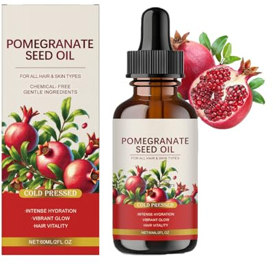 Granatapfelkernöl, Bio -Granatapfel -Samenöl, Anti-Aging, Hautelastizität steigern, natürlich, kaltgepresst für Gesicht, Haare, Narben, alle Haut- und Haartyp, 60ml (1pc, 60ml)