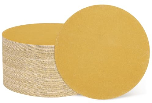 sourcing map 100 Pcs 50mm (2 Inch) Sanding Discs, 320 Grit Hook and Loop Sandpaper, No-Hole Aluminum Oxide Orbital Sander Sandpaper for Woodworking Automotive Metal Polishing, Yellow