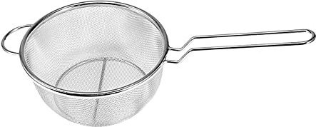Panier à frire en acier massif robuste et louche à araignée – Parfait pour la cuisine, la friture et les pâtes – Cuillère passoire de cuisine pour aliments frits (taille L)