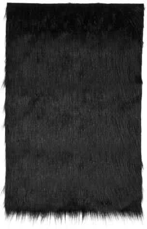 Kunstfell zum Basteln 60x40 cm Kunstfell Meterware DIY-Dekoration(Schwarz) | Dekofell aus Plüschstoff für Weihnachtsmannhaar, Teppich Schlafzimmer, Flauschiger Fellteppich, Stuhlkissen, Textilien