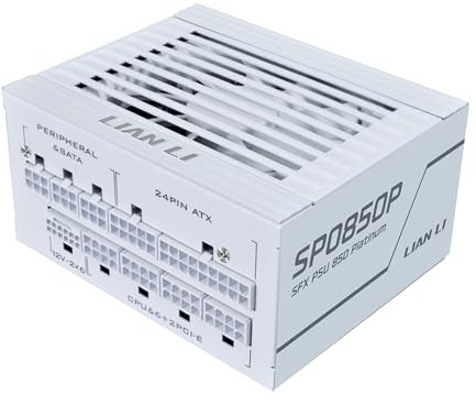 Lian Li SP850 Platinum - Fuente de alimentación de Factor de Forma SFX de 850 W con Cable 12V-2x6 - Compatible con ATX 3.1 y PCIE 5.1 - Totalmente Modular - Condensadores 105C 100% japoneses - Blanco