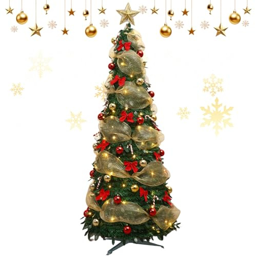 Árbol de Navidad 1.8/1.2M, árbol Artificial, árbol de Navidad Brillante LED, árbol de Navidad Artificial Premium con Soporte de Metal (B-1,2 m)