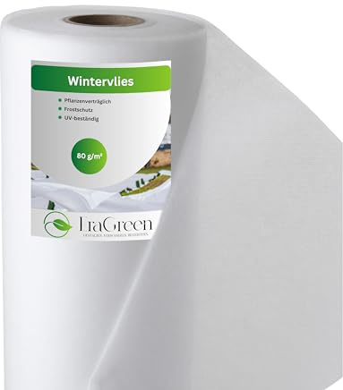 EraGreen Toison non-tissée d'hiver 80 g/m² 1,6 m x 20 m – Toison de protection contre le gel pour plantes, protection contre le froid, résistante aux UV et perméable à l'eau, non-tissé pour semis
