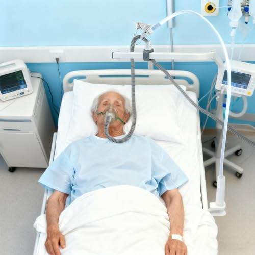 CPAP Schlauchhalter, Schlauchheber Höhenverstellbar 360° Schwenkbarem Arm, CPAP Schlauchunterstützung von Schläuchen Leckage und Verwicklung, Klemmtyp Schlauchheber für Bett Geeignet, Flexibel, Robust