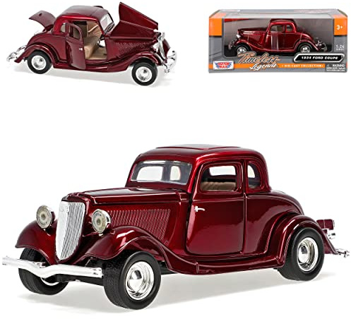 Generisch F*o*r*d Coupe 1934 Hard Top Rot Oldtimer 1/24 Motormax Modellauto Modell Auto