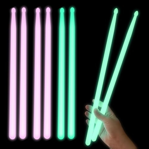 8 Stück Leuchtende Schlagzeugstöcke,Leuchtende Drumsticks 5 A,Leuchten Trommelstock,Beleuchtete Drumsticks,Fluoreszierende Trommelteile,Beleuchtete Trommelstock Für Party (Violett+Weiß)