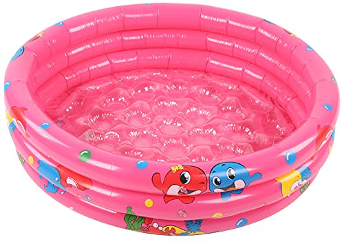 Piscina gonfiabile rotonda per bambini, piscina per giochi d’acqua da interno e da esterno per bambini, piscina rosa in PVC spesso per cortile, spiaggia e bagno, con facile (90 cm)