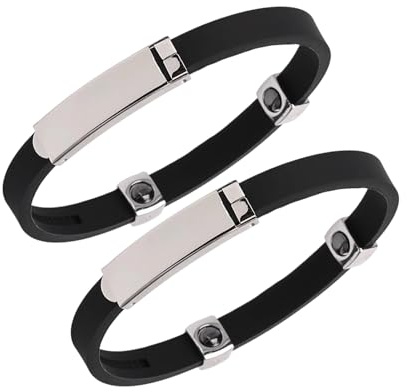 GREATRICH Braccialetto Antistatico In Silicone Con Calamite Massaggianti, Bracciale Uomo Acciaio Effetto, Regolabile, Bracciale Personalizzato Ideale Come Regalo Per Uomo, Donna, Bambini E Anziani