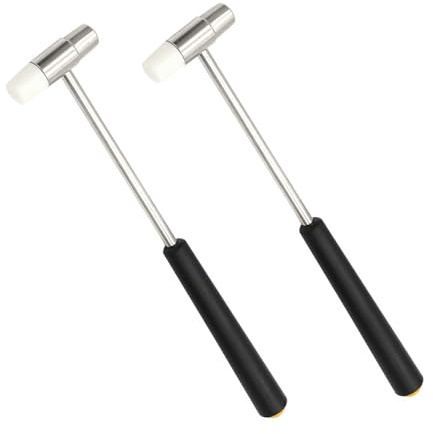 Small Hammer Dual Head with Metal and Plastic Head, Lightweight Mallet for Jewelry Making, Watch Repair, Musical Instruments, Crafts - 18.5cm Long Handle Precision Tool