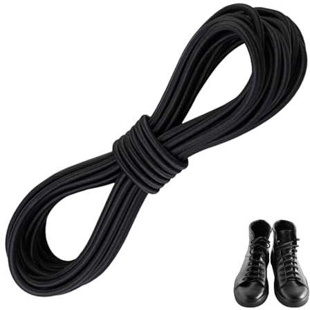 3MM Black Elastic Cord 5Meter Elastic String Bungee Cord Round Stretchy Cord Bungee Rope Multifunctional Drawstring Elastic for Backpack Tent Poles DIY Craft Projects Camping