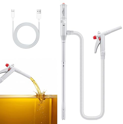 SYNJAUPO Bomba Eléctrica de Combustible,3,2 GPM (12 L/min),Plegable | Manguera de 130 cm,Alimentada por Batería,Cable de carga USB,Pistola manual,para Jardín,Turismos,Motocicletas,Autocaravanas