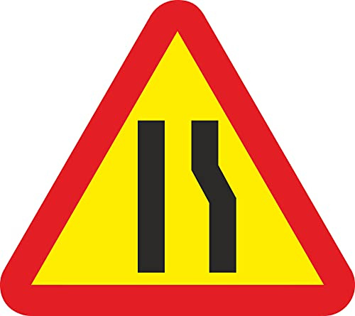 NORMALUZ v11010 – Segnale stradale triangolare estrechamiento en la Calzada a destra Metalica termolacada 70 cm