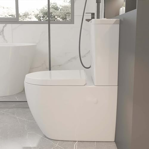 Swirling Flush Close Coupled Toilet WC Reduced Noise Back to Wall Bathrooms Toilet WC Ceramic Pan Soft Close Seat & Cistern Dual Flush Modern D Shape Projection Toilets