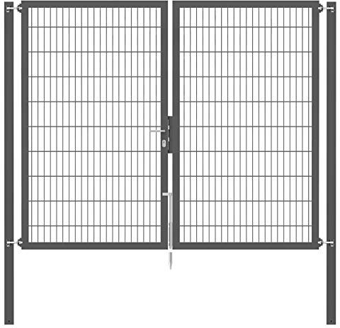 Alberts 663407 Doppeltor Flexo Plus mit Zubehör | verschiedene Breiten und Höhen | Pfostenstärke 80 x 80 mm | anthrazit | Breite 250 cm | Höhe 200 cm