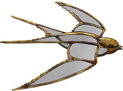 Kare Design Wandobjekt Swallow Mirror, Gold, Wandschmuck, Schwalben Motiv, Vintage, 25x37x3 cm (H/B/T)
