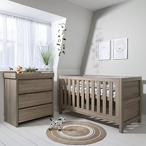 Tutti Bambini Modena 2-Piece Nursery Furniture Set - 3-in-1 Baby Cot Bed & Baby Chest of Drawers with Changer & Clothes Storage Drawers