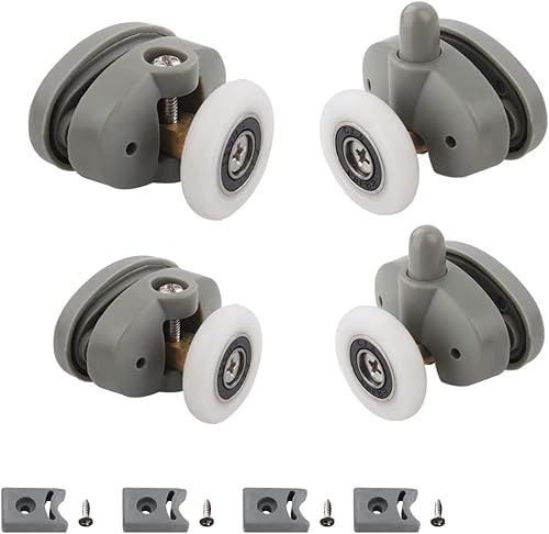 Cokritsm 4PCS 25mm Shower Door Rollers for 4-6mm Glass Door | Sliding Shower Doors Wheels Replacement Roller Runner Wheel, Shower Door Runners Pulleys for Curved Glass Doors 4-6mm