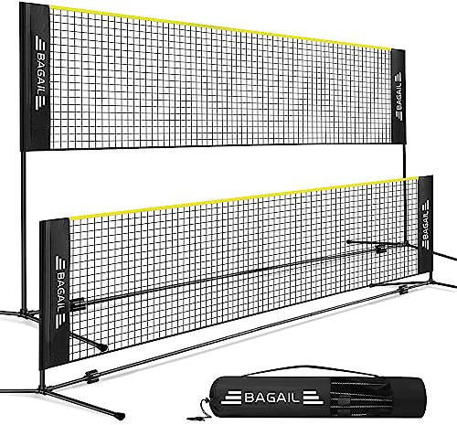 BAGAIL Reti da Badminton Rete Portatile per Sport, Pieghevole, Altezza Regolabile, Nylon, con Supporti Regolabili e Borsa, Facile da Montare, per Tennis, Badminton, Pallavolo